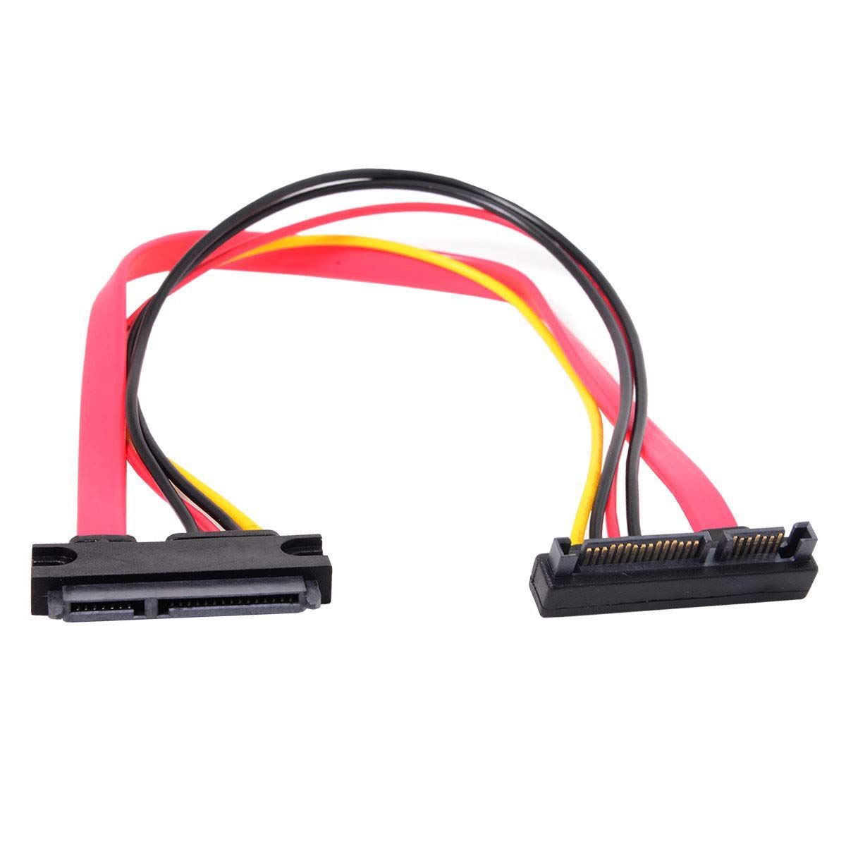 Abajo en ángulo SATA III 3.0 7+15 22 pines SATA macho a hembra cable de extensión de alimentación de datos 11.8 in 5