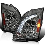 Spec-D Tuning Chrome Smoke SMD LED Projector Headlights Compatible with 2008-2013 Cadillac CTS Left + Right Pair Headlamps Assembly