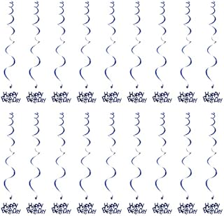 WOSO 18pcs Hanging Swirl Decorations Party Ceiling Swirls Hanging Garland Spiral Streamers Happy Birthday Decorations for Birthday Wedding Party Favors Supplies (Blue)