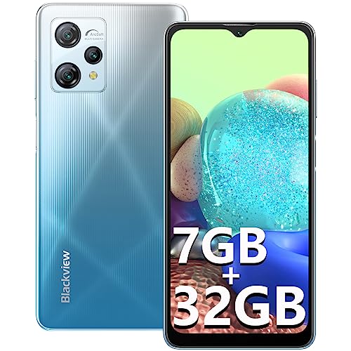 Blackview A53(2023) Handy Ohne Vertrag, 7GB+ 32GB/256GB erweiterbar 2.0Ghz Prozessor, 5080mAh 6.5" HD+ Display Android 12 günstig Smartphone 4G, 12MP+8MP Panorama Kamera,Dual SIM 3 Steckplatz