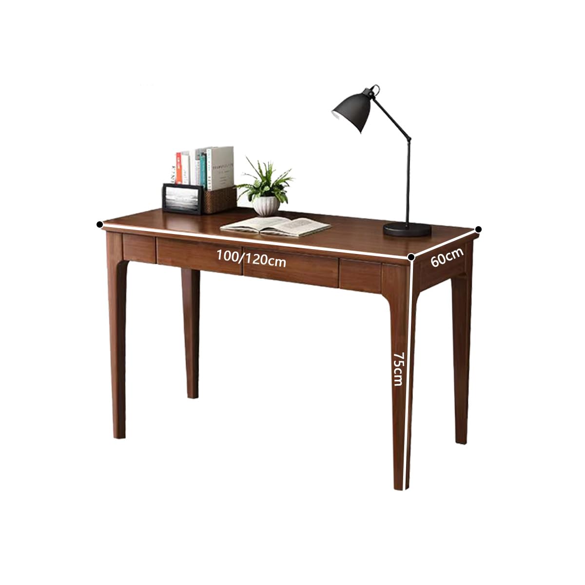 Scrivania moderna in legno massello di metà secolo, tavolo da studio con cassetto portaoggetti, per casa e ufficio compatto (100 cm)