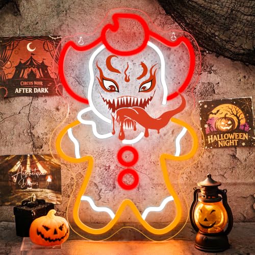 Image of Gingerbread Man Neon Sign Horror LED Wall Light for Halloween Party Decor