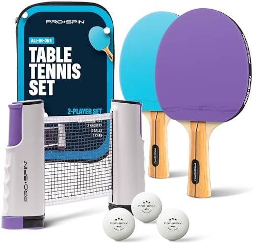 PRO-SPIN Portable Ping Pong Set with Retractable Ping Pong Net fo...