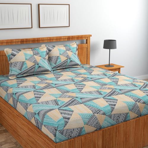 Image of Jashan Elastic Fitted Bedsheet for Double Bed King Size Cotton with 2 Pillow Covers Size | Elastic bedsheet King Size Cotton