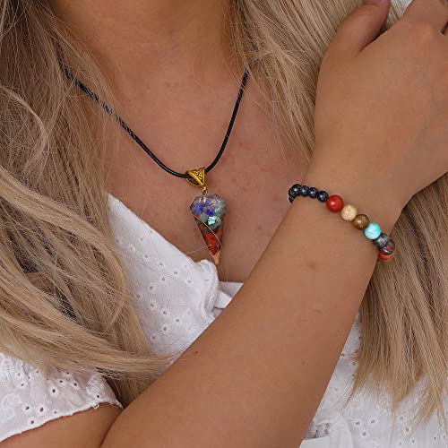 Mjartoria Natural Stone Chakra Choker Necklace And Bracelet For Women, Crystals Necklace Bracelet Chakra Healing Gemstone Crystals Chakra Jewelry Birthday Gifts #TOP4