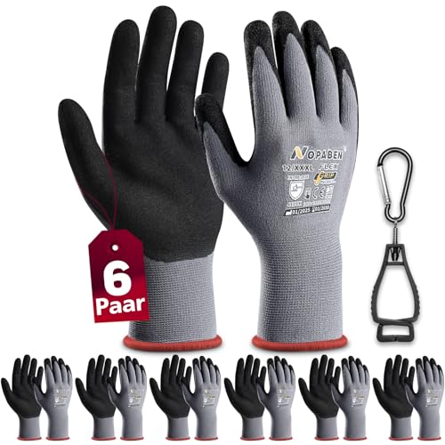 6 Paar Arbeitshandschuhe herren - montagehandschuhe mit optimaler...