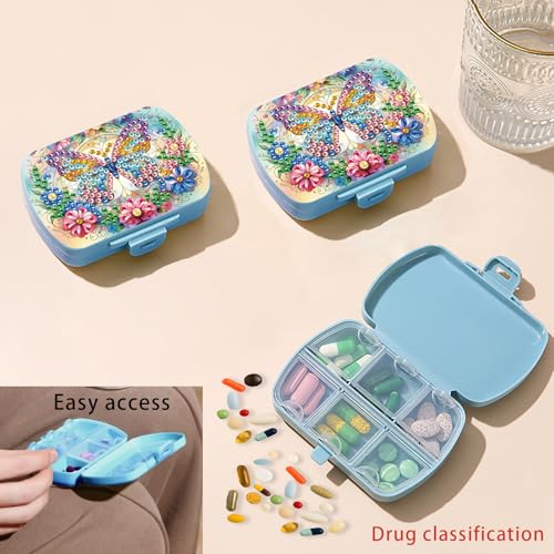 Image of ARTopet Diamond Art Painting Mini Storage Box with 6-Grid Creative Design Compact Portable Small Case for Purse Travel Daily-Colorful Butterfly