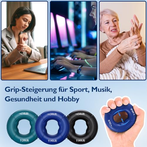 FitBeast Griffkrafttrainer, Fingertrainer, Unterarmstärker 9-teiliges Set, Gezielte Kraft Handmuskeltrainer, Entlastungs & Erholung, Tiefblau