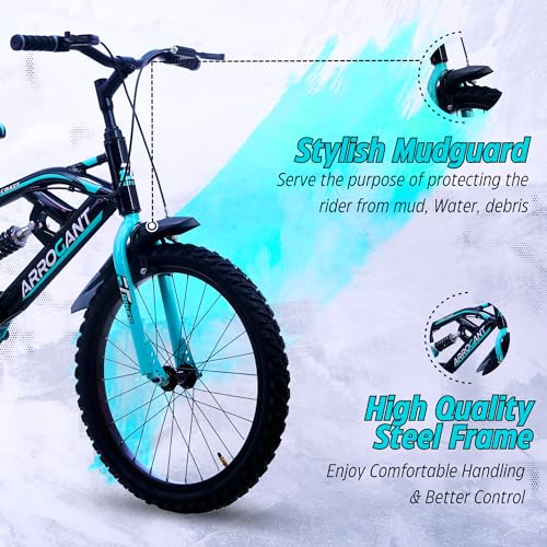 Image of EAST COAST Arrogant Single Speed Cycle /Bicycle | 20T Kids Bike /Kids Cycle with Inbuilt Carrier, Center Suspension, 14 Inch Frame, Caliper Brakes Ideal for 5 to 8 Years, Dual Shade (Sea Green)