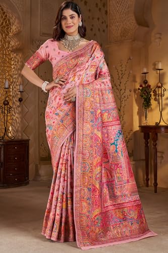 Image of SGF11 Women's Kanjivaram Pure Soft Silk Saree With Unstitched Blouse Piece
