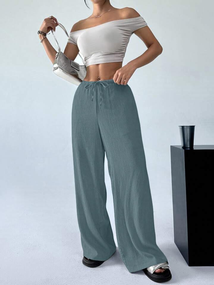 Image of GRECIILOOKS High Waist Trousers for Women - Flared Korean Style Formal Pants | Elegant Workwear for Office, College & Events (Available in Plus Size)