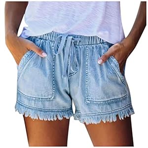 WWricotta Jean Court pour Femme – Jean Adolescent Filles Jean Boyfriend Femme Jean Oversize Jean Femme Dechiré Jean Mode Pas Cher Basique Short en Jean avec Poche