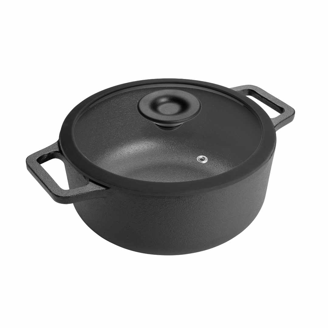 Cacerola de hierro fundido de 24 cm para guisar al horno y servir en la mesa