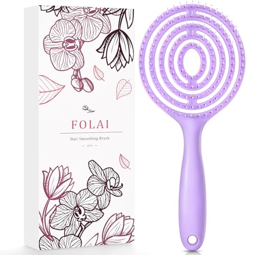 Cepillo de pelo sin tirones para hombre y mujer, también para rizos de pelo largo, color morado