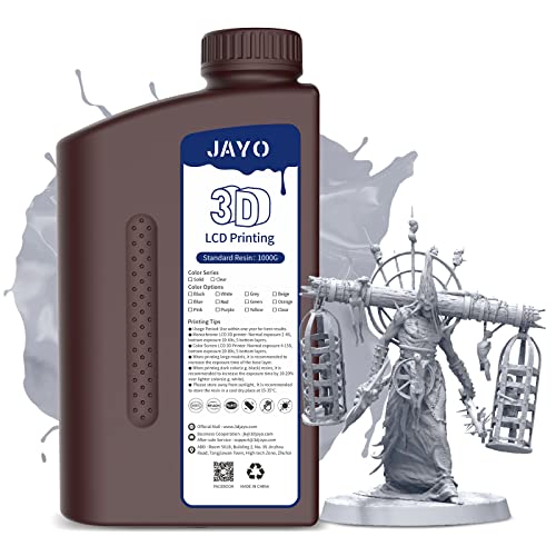 JAYO Resina para Impresora 3D Gris 1000g, UV 405nm Resina rápida para 2K 4K 6K 8K LCD/DLP/SLA Impresora 3D Fotopolímero Resina sintética Líquido Materiales de impresión 3D Cover