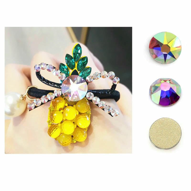 2088 Decorazioni per nail art fai da te in C non hotfix, 8 grandi e 8 piccoli strass, unghie adesive con retro piatto per nail art, metallo, luce s