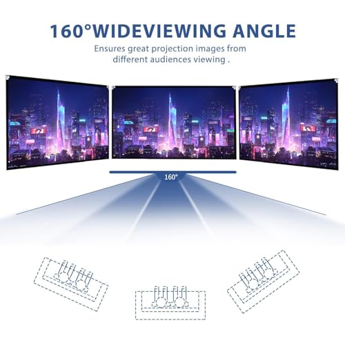Image of Projector Screen and Stand 150 inch Large Outdoor Projection Screen 16:9 HD 4K Portable Projection Movie Screen with Carry Bag Foldable Anti Crease Windproof Design for Home Theater Backyard Cinema