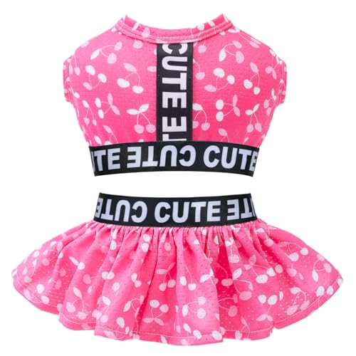 Image of CuteBone Two Piece Dog Sports Dress Athleisure Puppy Skirt Lightweight Small Dogs Girl Clothes Cat Apparel SPS12S