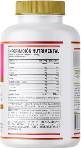 Miniatura 2 de Inositol Pure 200 Capsules of 500mg Premium 200 Services