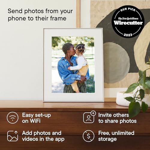 Aura Walden 15" WiFi Digital Picture Frame | Wirecutter's Best Digital Frame for Gifting | Send Photos from Your Phone | Quick, Easy Setup in Aura App | Free Unlimited Storage | White Clay