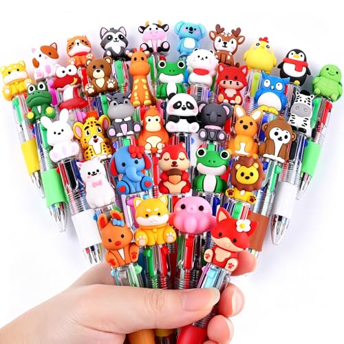 Bolígrafos retráctiles de animales pequeños con cuatro colores para piñatas y cumpleaños