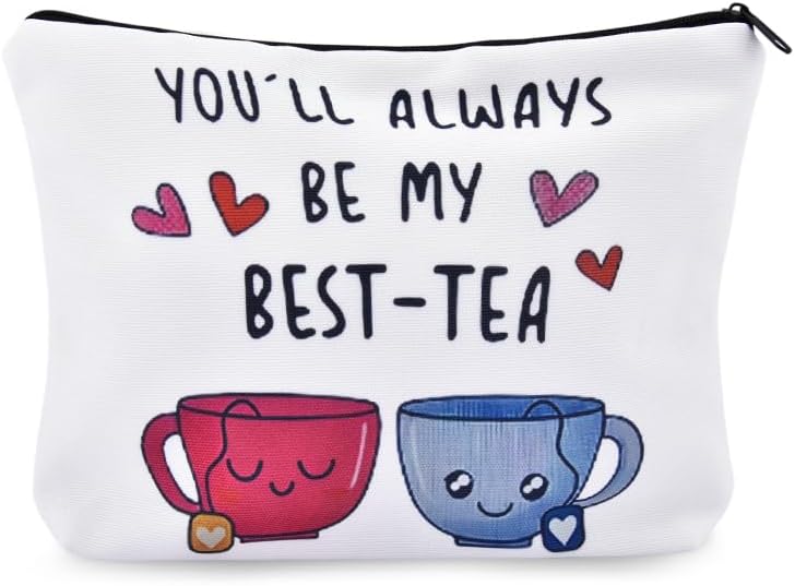 yaozeio Makeup Travel Bags for Women Canvas Bag Besties Best Friends Make Up Bag for Girlfriend Christmas Birthday Gifts Bestie Friendship Long Distance Gift Makeup Storage Organizer