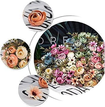 Artificial flower bud, Pack of 3 Fake Flowers Vintage Artificial Peony Silk Flowers for Wedding/Home Decor or As a Gift to Wife/Mother/Friend (Orange)