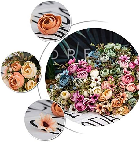Artificial flower bud, Pack of 3 Fake Flowers Vintage Artificial Peony Silk Flowers for Wedding/Home Decor or As a Gift to Wife/Mother/Friend (Orange)