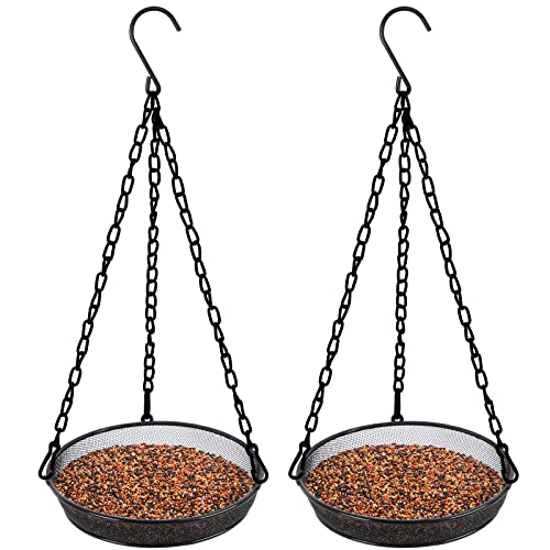 Gtongoko 2 Pack Hanging Bird Feeder Tray, Metal Mesh Platform Feeders For Birds, Outdoor Garden Decoration For Attracting Birds #TOP11