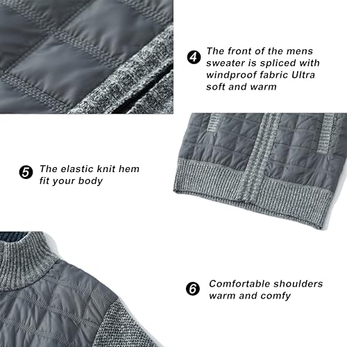 Image of VtuAOL Men's Cardigan Sweaters Casual Full Zip Sweaters Knitted Cardigan with Pockets