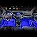 LEDGlow 4pc Blue LED Interior Footwell Underdash Neon Lighting Kit for Cars & Trucks - 7 Unique Patterns - Music Mode - 8 Brightness Levels - Auto Illumination - Includes Cigarette Power Adapter