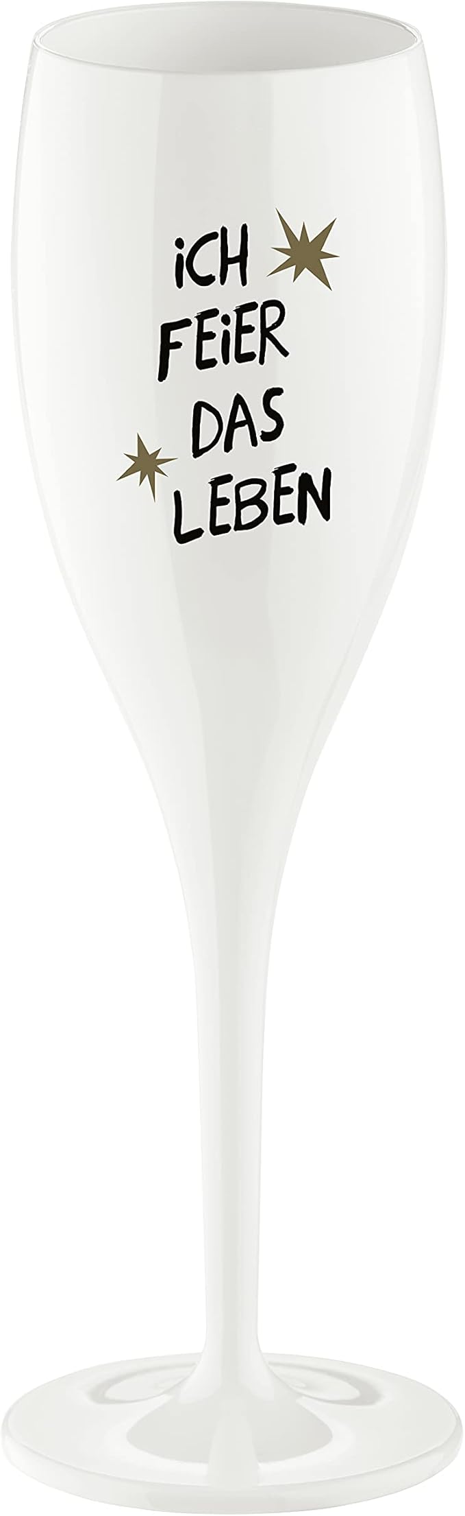 Koziol CHEERS No. 1 Sektglas 100 ml – Unzerbrechliches, isolierendes Kunststoffglas mit Spruch, Glas-Alternative für Party Outdoor Silvester – spülmaschinengeeignet (Ich feier das Leben)