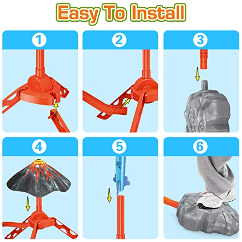 Fftroc Dinosaur Rocket Launcher For Kids-Up To 100 Ft, 3 Rockets And Adjustable Launcher, Family Fun Outdoor Toys, Kids Gift For Boys & Girls Age 3 4 5 6 7 8 Years Old #TOP2