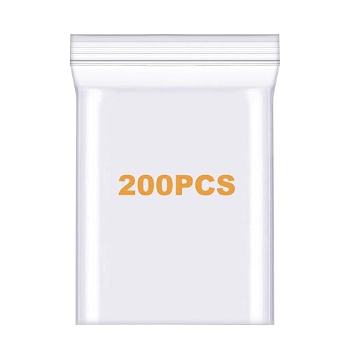 Paquete de 200 bolsas de polietileno con cierre de cremallera transparente de 5 x 6 pulgadas de grosor, 2.4 mil, bolsas de plástico con cierre de