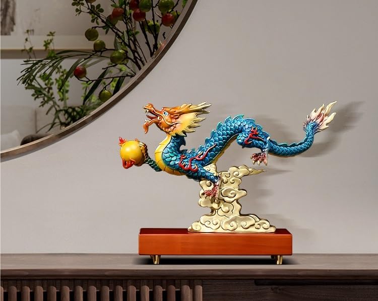 Amazon.co.jp: 龍の置物 ⑤本爪 龍神 真珠と戯れる飛竜 風水グッズ