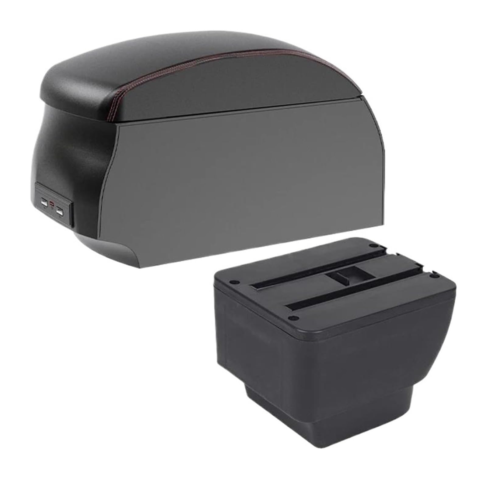 Hckclmbmzw A1 Black Red Single For Mazda 2 For Demio Armrest Car Box Retrofit Parts Storage Accessories Interior Car Armrest Center Console(A1 Black Red Single)