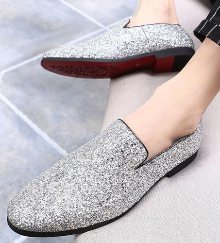 Men's Dress Shoes with Glitter Detailing - Slip-On Formal Wedding Shoes for Ballroom Parties & Special Occasions4