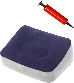 2pcs Inflatable PVC Foot Rest Pad Portable Travel Footstool Random Pump for Airplane Train and Bus Travel Comfortable Leg Elevation for Swelling Relief
