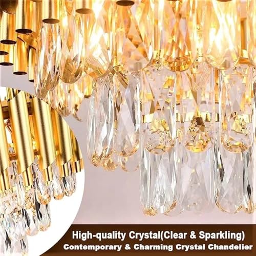 Image of Modern 5-Tiers Crystal Pendant Light Golden Round Ceiling Light Fixture (Antique, 600mm), 3 Colors Led Plate Included Warm White, Natural Light, Golden Chandelier Light (L-60*B-60*H-75 Cm) B