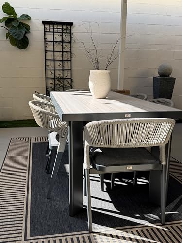 Image of PURPLE LEAF Outdoor Dining Set for 8 with Built-in Cushions Deep Grey