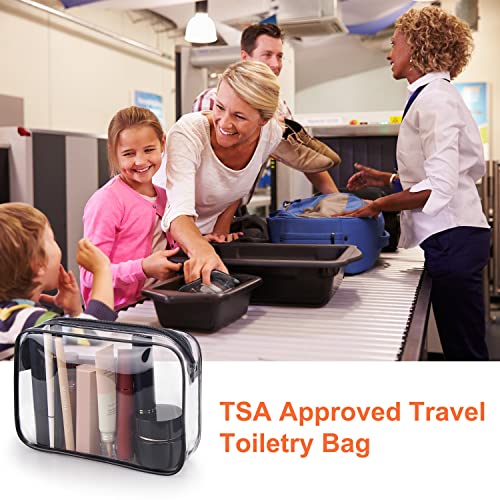 Wedama Tsa Approved Toiletry Cosmetic Bags For Men And Women 2 Pack With Zipper Carry On Airline Airport Travel Accessories, Pvc Makeup Bags, Quart Size-Black #TOP2