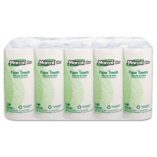 Marcal PRO Recycled Perforated Kitchen Roll Towels, 2-Ply, 11 x 9, White, 70/Roll, 15 Rolls/Carton