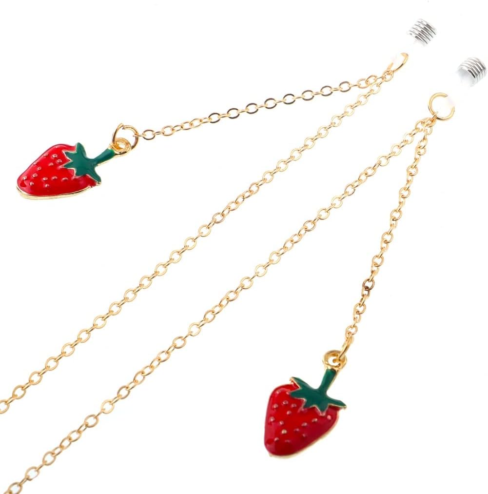 Accessories Metal Eyeglass Cord Gold Strawberry Pendant Chain Fashion
