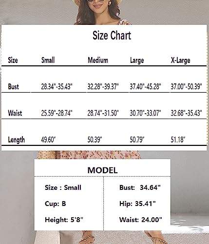 Image of Summer Smocked Boho Maxi Dress for Women 2026 Short Sleeve Floral Smocked Flowy Ruffled Beach Vacation Dresses Lightweight
