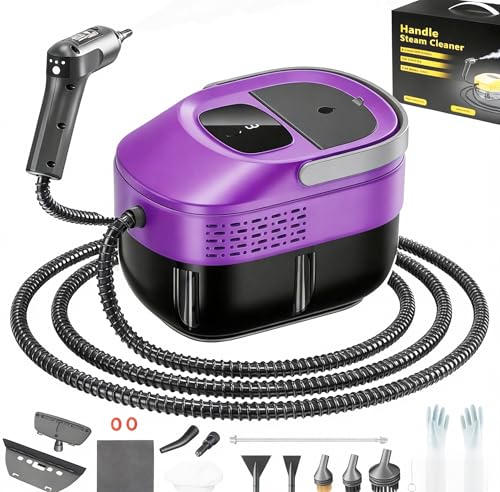 2026 neu 3-stufig einstellbarer dampfreiniger handgerät, 10 Sekunden Aufheizzeit und 1600 ml großer Tank Handdampfreiniger, Dampfreiniger für Haushalt und Auto, Küche, Fenstern (Dark Purple)