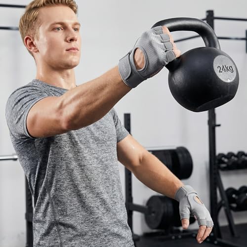 CAMBIVO Guantes Gimnasio para Hombre y Mujer, Palma Acolchada Antideslizante, Guantes de Fitness, Tejido Transpirable para Pesas, Fuerza y Entrenamiento Funcional, Rosa, M - imagen 9