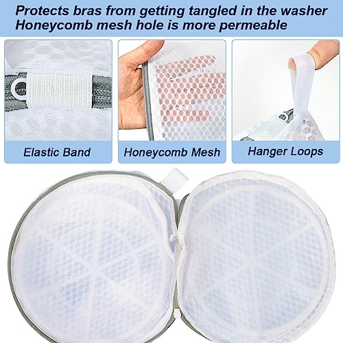 Image of Vivifying Bra Bags for Laundry, 2 Pack Honeycomb Mesh Bra Washing Bags for Laundry, Washing Machine, Lingerie, Delicates, Sock and Baby Clothes
