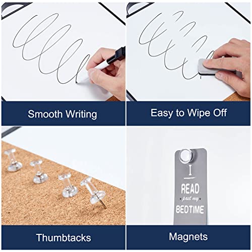 Small Whiteboard Cork-Board Combination For Wall - 16" X 12" Portable Aluminum Frame Magnetic Dry Erase Board, Small Bulletin Cork Board With Holder For Office, Home And School #TOP4