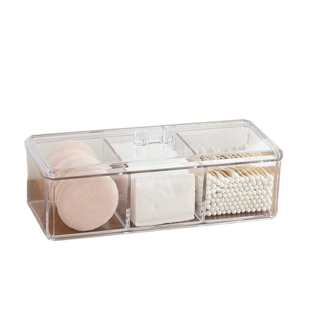 Lianxibag Clear Transparent Cosmetic Storage Box Makeup Organizer Swab Pad Desktop Acrylic Material