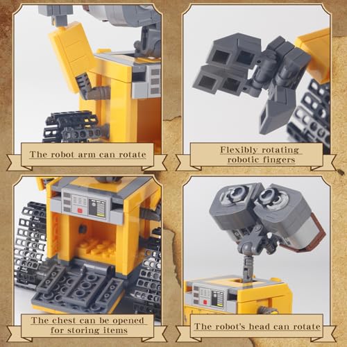Image of DIY Robot Wall-e Building Blocks Set Compatible with Lego Wall Size Greactive Minifigure Robot Model Display Toy Architecture Unique Educational Gift Toy for Kids and Adults 6 Years Old and Up